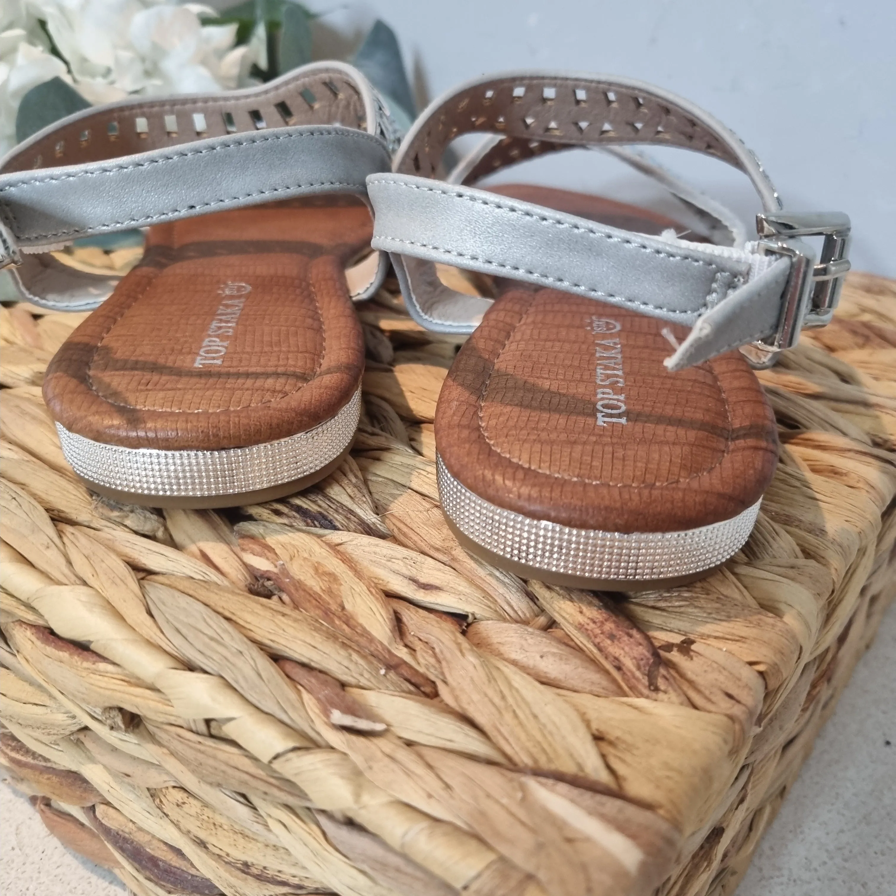 Top Staka Flat Embellished Sandal Shoe