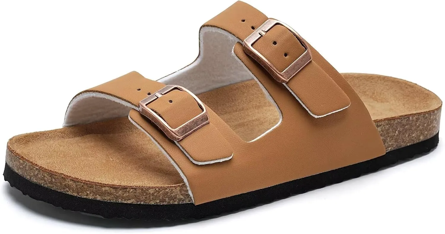 Torotto Kids Sandals Boys Girls Slide Summer Non-slip Cork Glitter Toddler Slippers with Adjustable Straps for Indoor & Outdoor