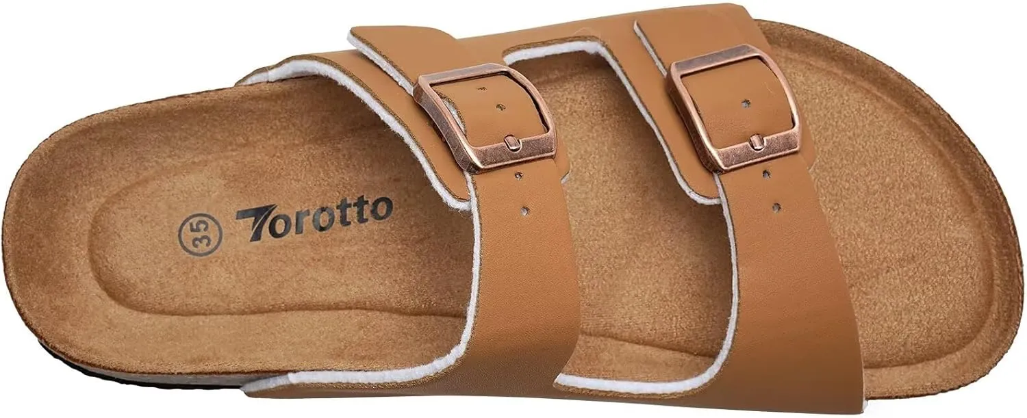Torotto Kids Sandals Boys Girls Slide Summer Non-slip Cork Glitter Toddler Slippers with Adjustable Straps for Indoor & Outdoor