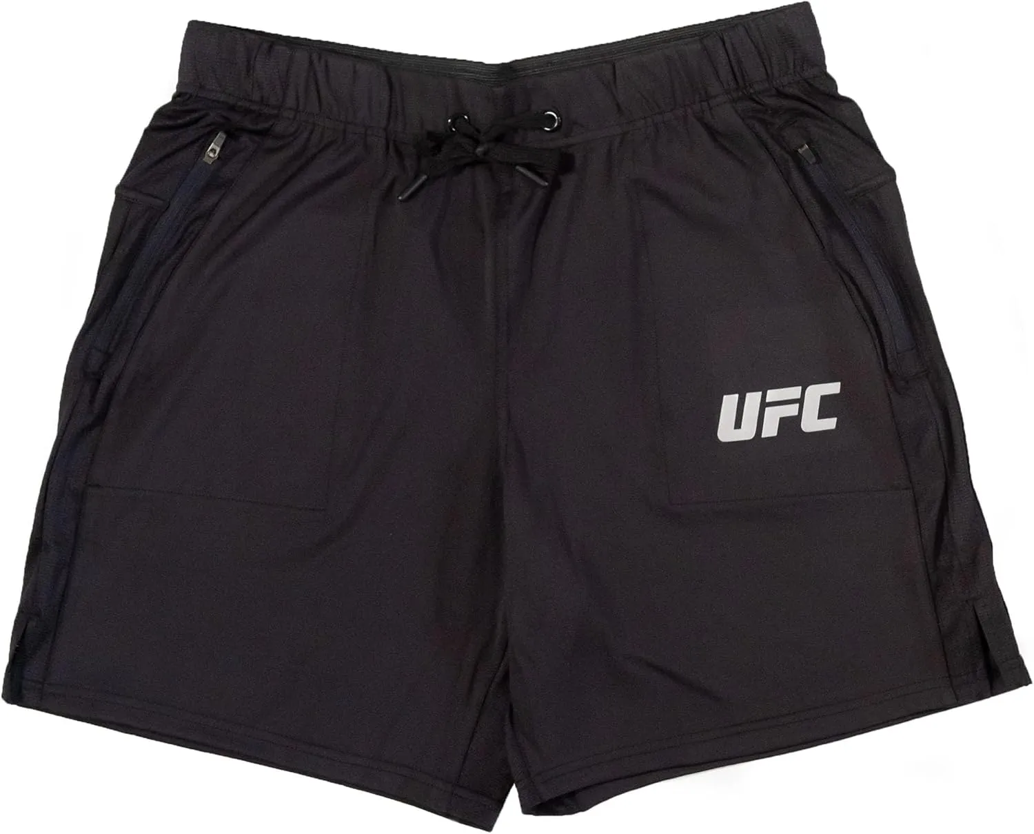 UFC Men’s Elastic Waist Shorts Without Brief – Stretchable Polyester – Drawstring Closure – Zippered Pocket