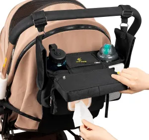 Universal Stroller Organizer with Insulated Cup Holders, Shoulder Strap, Phone Bag and Wipes Pocket. Caddy Fits Uppababy, Baby Jogger, Britax, BOB. Must have Stroller Accessories.