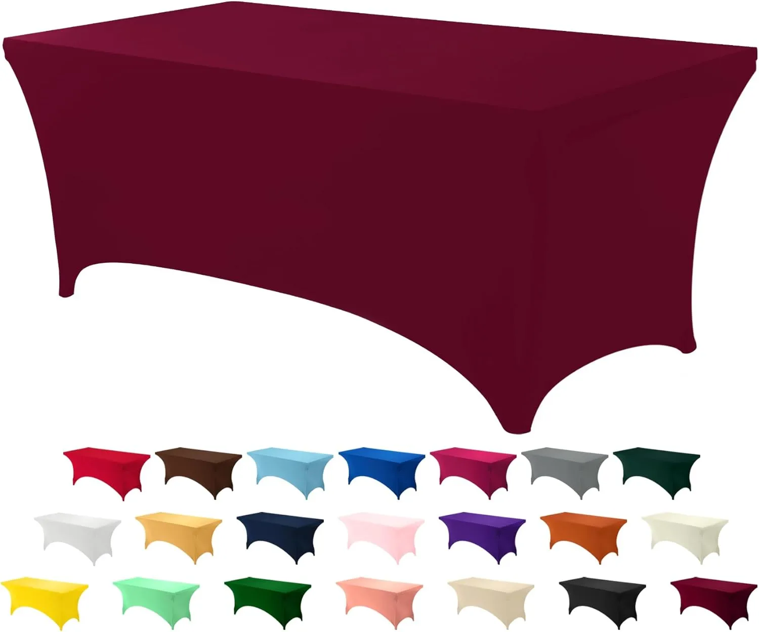 Utopia Kitchen 6FT Spandex Tablecloth [1 Pack, Burgundy] 200 GSM Stretch, Fitted, Washable and Wrinkle Resistant Table Cloth Rectangle Cover for Trade Shows, Wedding, Parties [72Lx30Wx30H Inch]