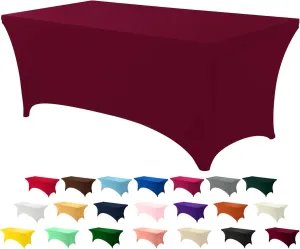 Utopia Kitchen 6FT Spandex Tablecloth [1 Pack, Burgundy] 200 GSM Stretch, Fitted, Washable and Wrinkle Resistant Table Cloth Rectangle Cover for Trade Shows, Wedding, Parties [72Lx30Wx30H Inch]