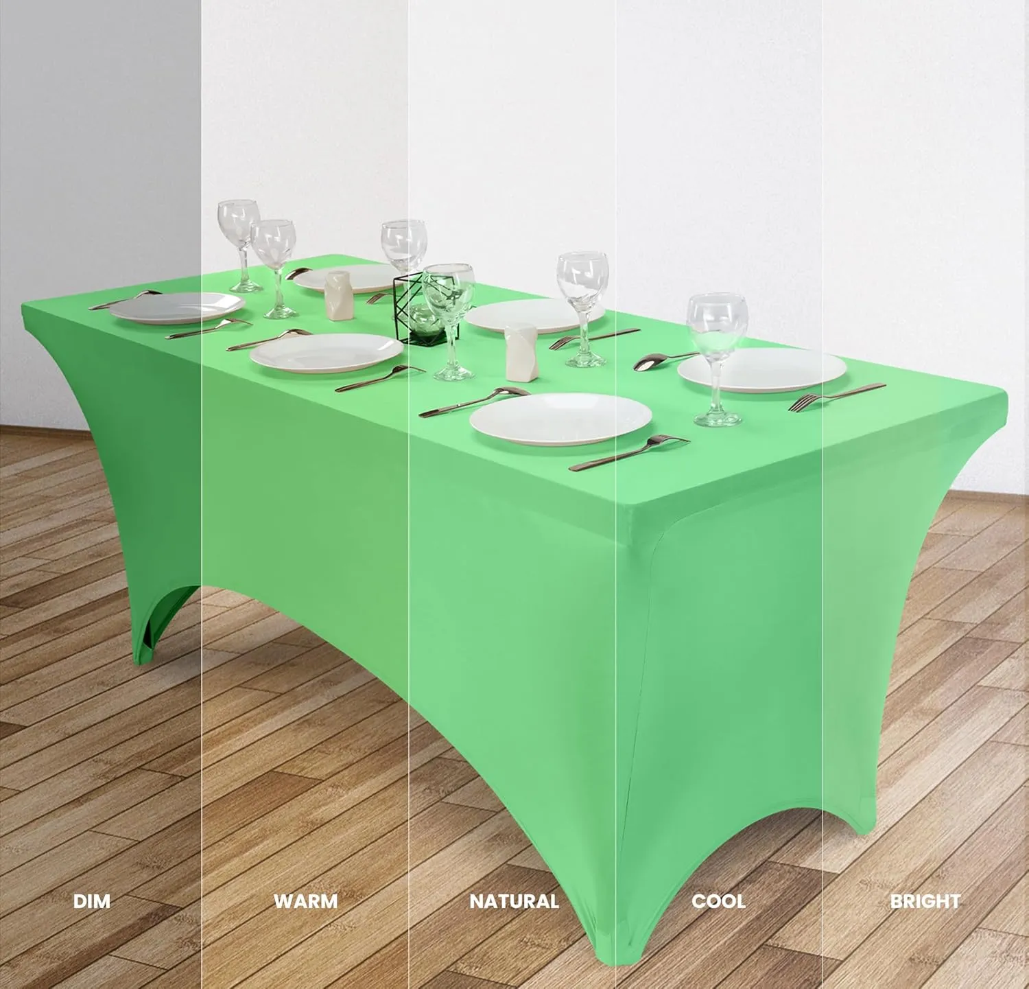 Utopia Kitchen 6FT Spandex Tablecloth [10 Pack, Bright Green] 200 GSM Stretch, Fitted, Washable and Wrinkle Resistant Table Cloth Rectangle Cover for Trade Shows, Wedding, Parties [72Lx30Wx30H Inch]