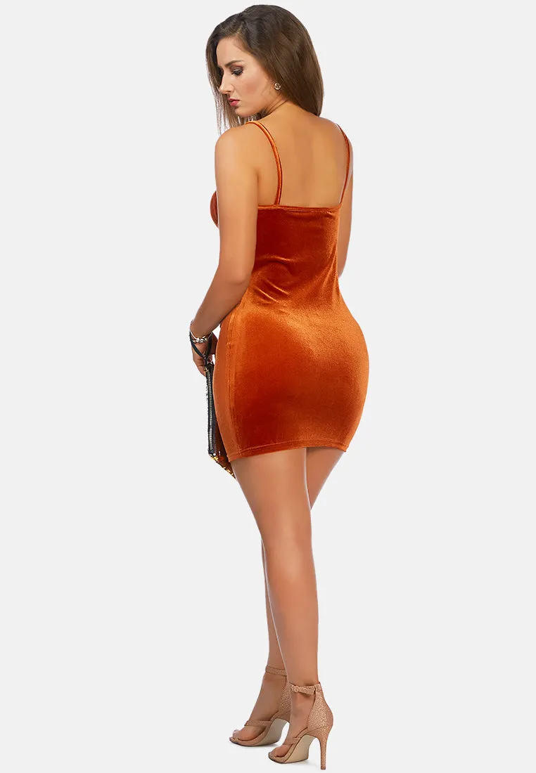 Velvet Mini Bodycon Dress By Ruw