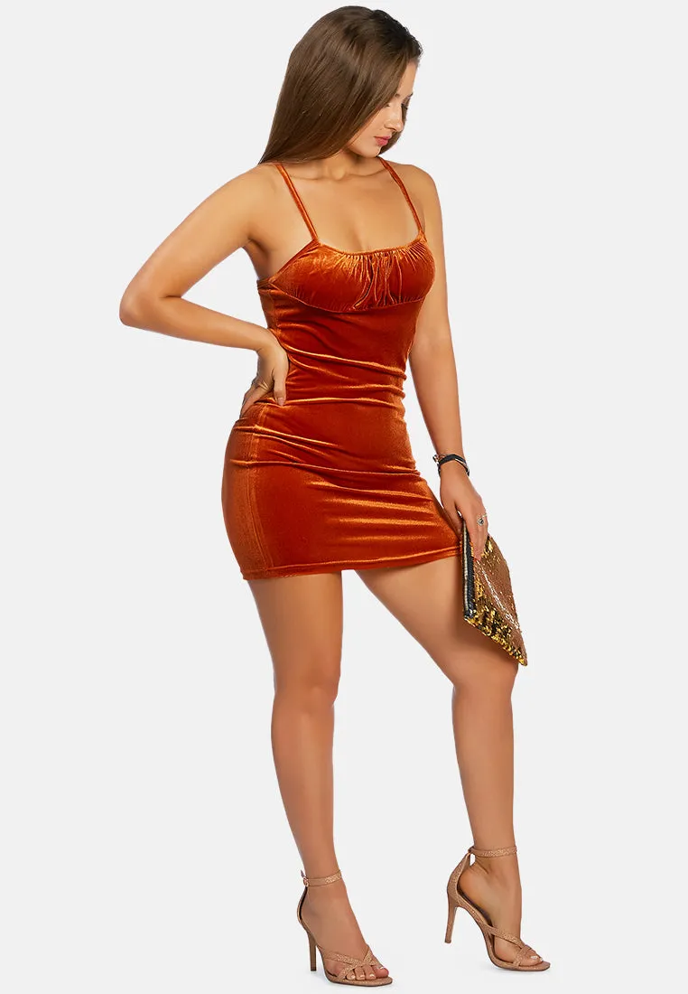 Velvet Mini Bodycon Dress By Ruw