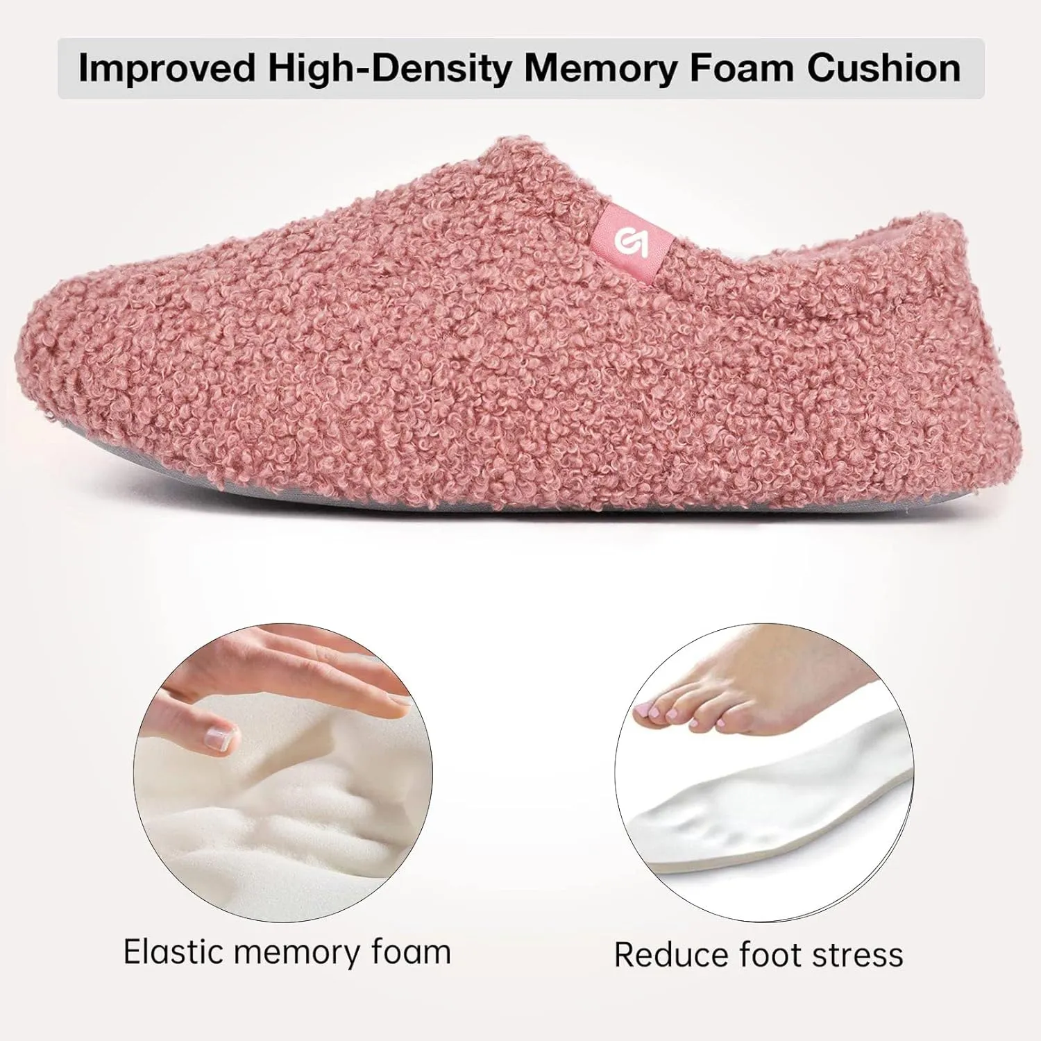 VeraCosy Women's Fuzzy Teddy Slippers Lightweight Memory Foam Indoor House Shoes