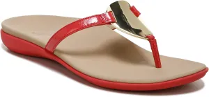Vionic Women's Mirage Raysa Leather Slip On Sandal- Supportive Ladies Slip on Sandals That Include Three-Zone Comfort with Orthotic Insole Arch Support, Poppy 8.5 Wide