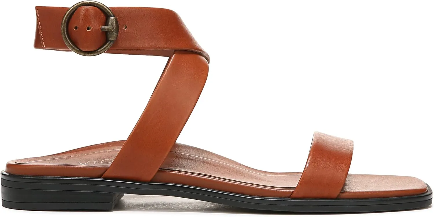 Vionic Women's Poppy Anaya Fashion Flat Sandal- Supportive Active Adjustable Sandals That Includes an Orthotic Insole and Cushioned Outsole for Arch Support, Medium Fit, Sizes 5-11