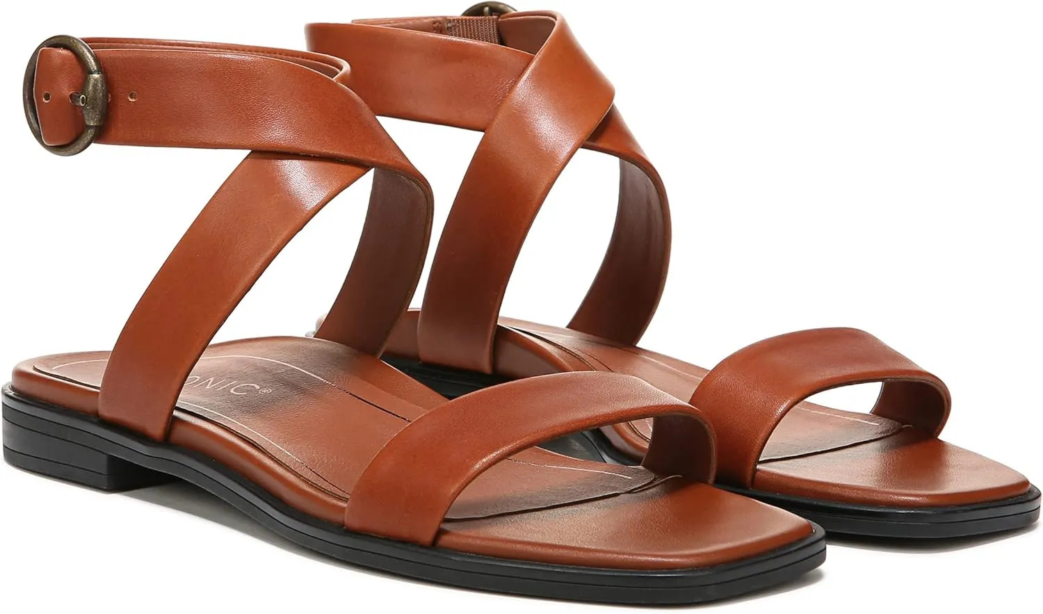Vionic Women's Poppy Anaya Fashion Flat Sandal- Supportive Active Adjustable Sandals That Includes an Orthotic Insole and Cushioned Outsole for Arch Support, Medium Fit, Sizes 5-11