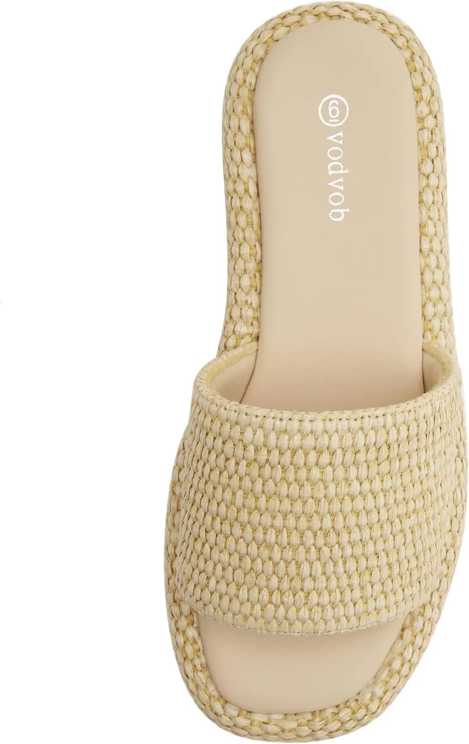 vodvob Platform Sandals for Women Open Toe Comfort Slip On Espadrille Sandals Cute Beach Straw Raffia Sandals Casual Summer Vacation for Women