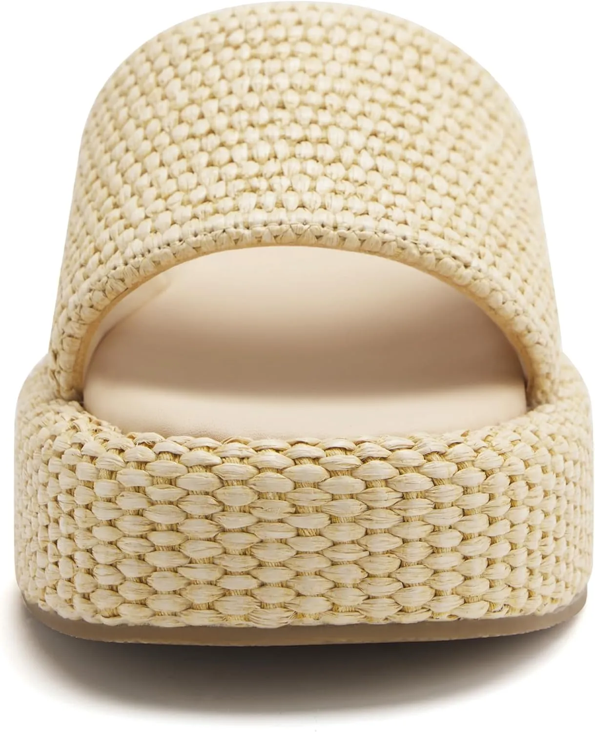 vodvob Platform Sandals for Women Open Toe Comfort Slip On Espadrille Sandals Cute Beach Straw Raffia Sandals Casual Summer Vacation for Women