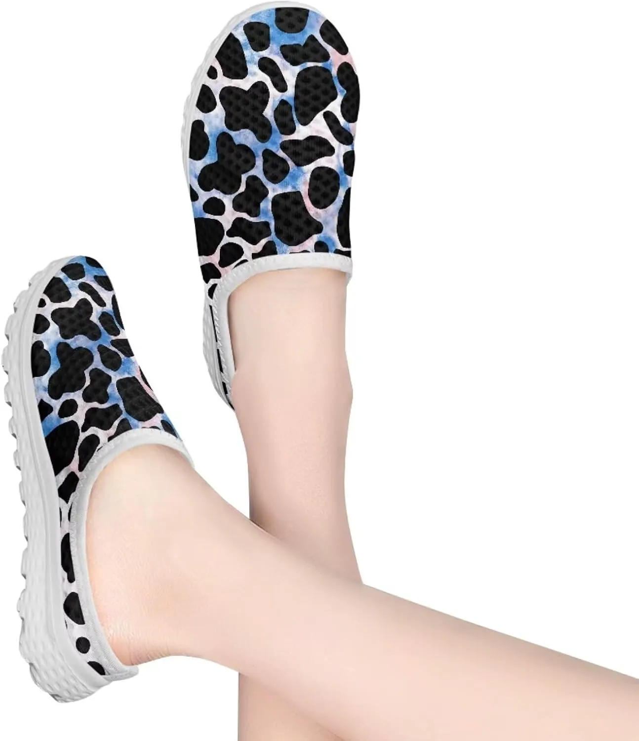 Water Shoes Mules for Women Mesh Shoes Womens Leopard Flats Barefoot Garden Footwear Lightweight Closed Toe Slides