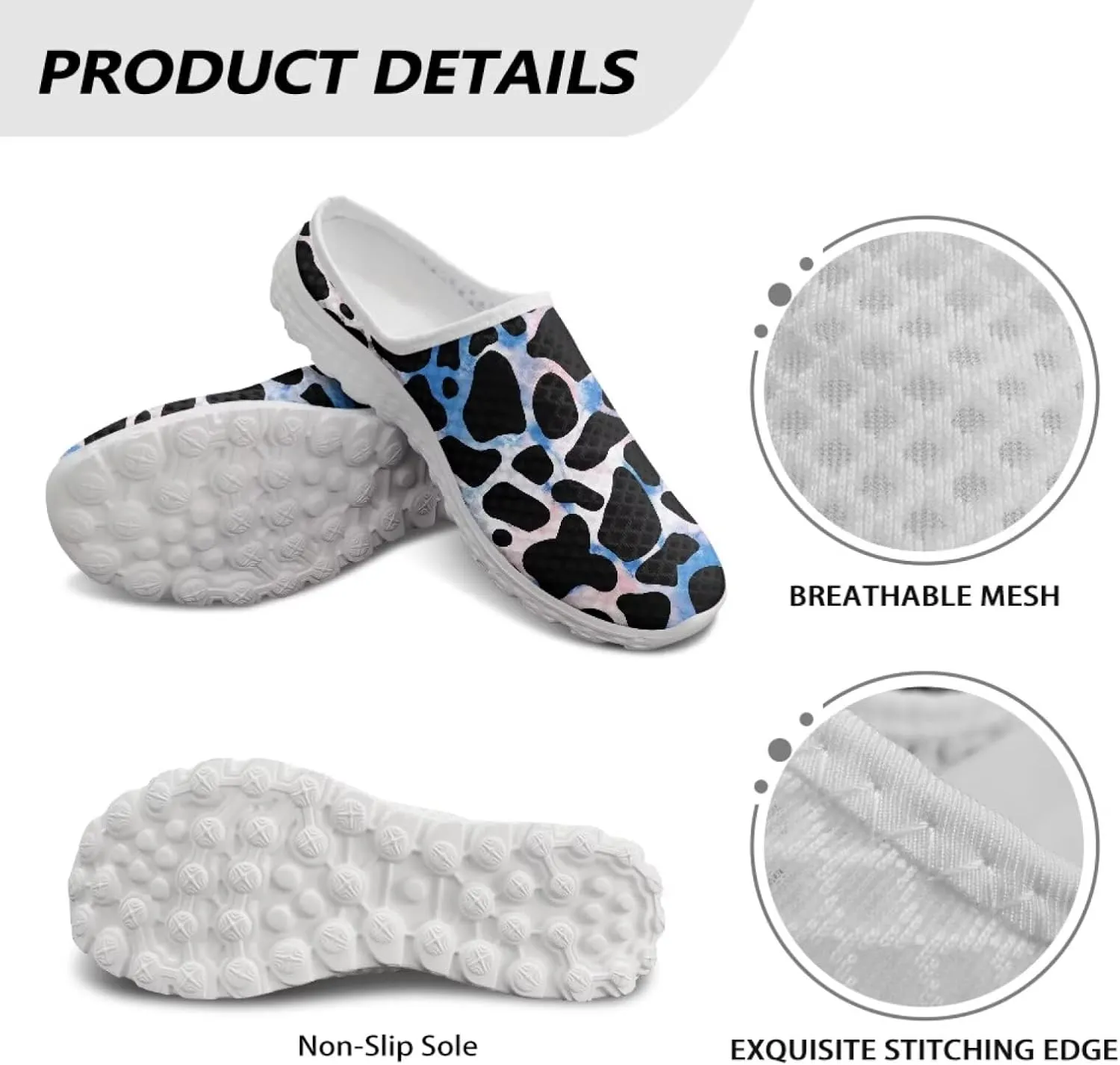 Water Shoes Mules for Women Mesh Shoes Womens Leopard Flats Barefoot Garden Footwear Lightweight Closed Toe Slides