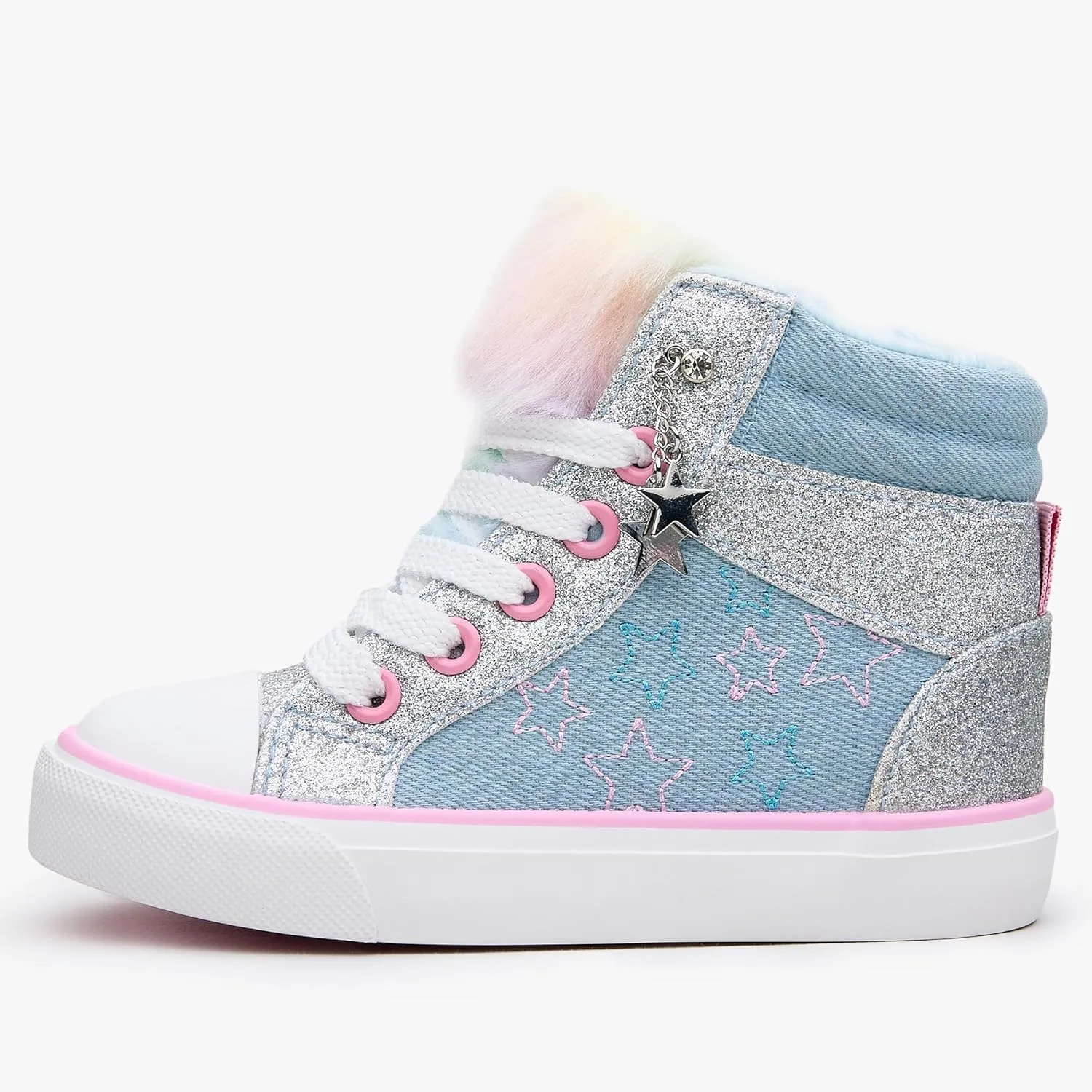 Weestep Girls‘ Glitter High-Top Easy-On Canvas Shoes - Fahion Casual Sneakers for Toddler and Litte Kid