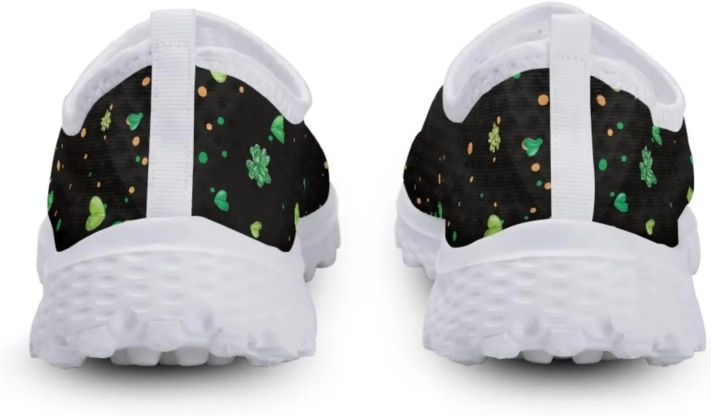 WELLFLYHOM Green Sneakers St Patricks Tennis Shoes for Women Slip On Loafers Road Running Sneaker Footwear US 5.5-11.5