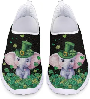 WELLFLYHOM Green Sneakers St Patricks Tennis Shoes for Women Slip On Loafers Road Running Sneaker Footwear US 5.5-11.5