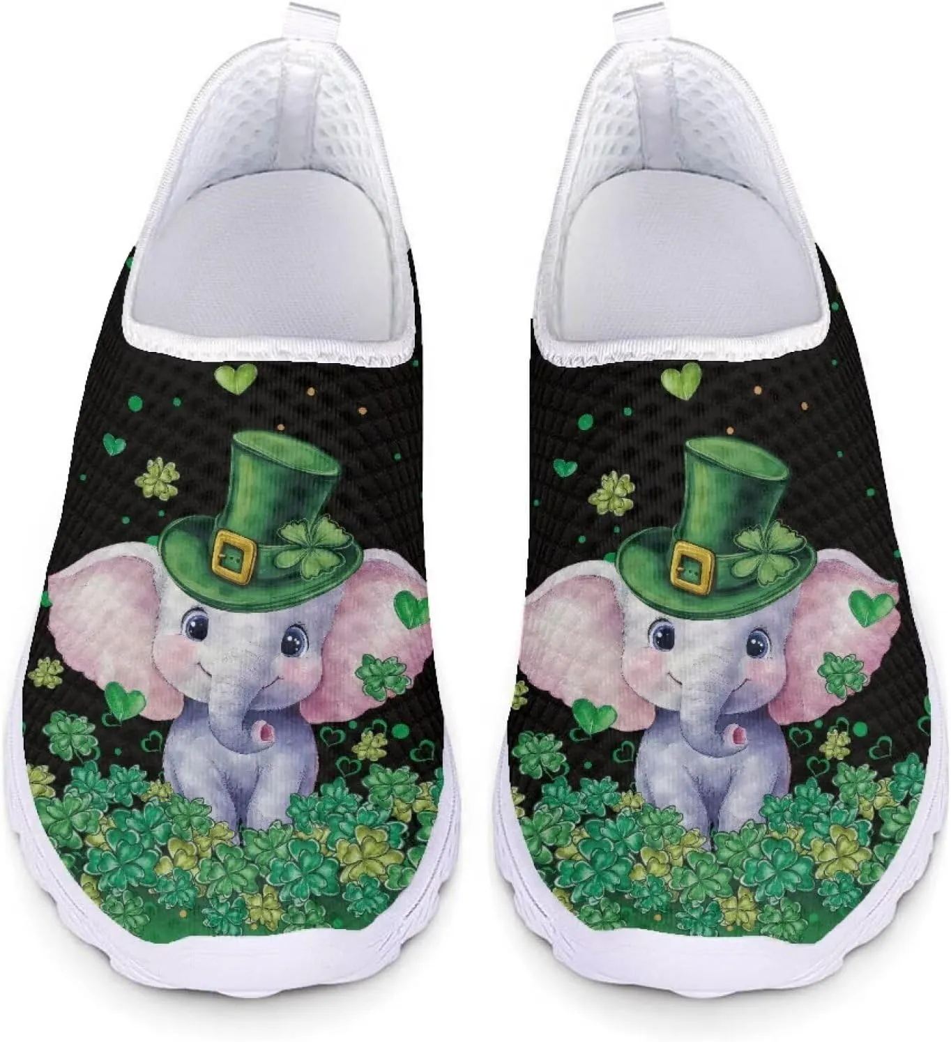 WELLFLYHOM Green Sneakers St Patricks Tennis Shoes for Women Slip On Loafers Road Running Sneaker Footwear US 5.5-11.5