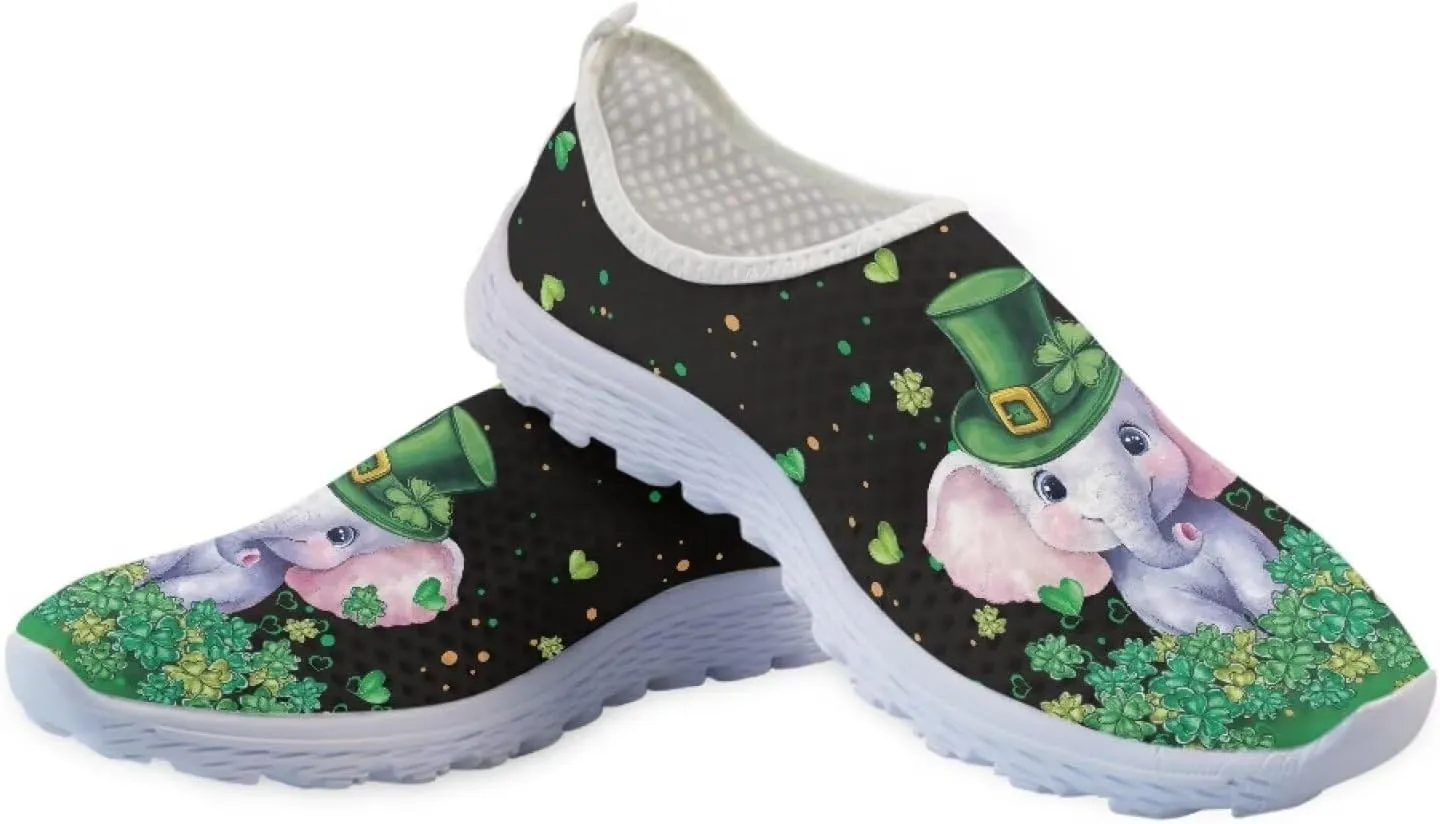 WELLFLYHOM Green Sneakers St Patricks Tennis Shoes for Women Slip On Loafers Road Running Sneaker Footwear US 5.5-11.5