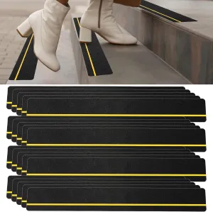 Weysat 20 Pcs 4'' x 30'' Anti Slip Stair Treads with Reflective Stripe Non Slip Grip Tape Adhesive Non Skid Tape Staircase Step Tread for Indoor or Outdoor Stair and Slippery Surface(Yellow)