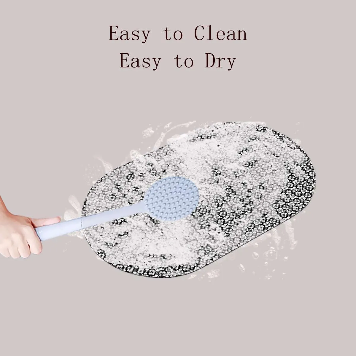 White Black Rubber Diatom Mud Shower Carpet Ancient Oriental Damask Pattern Floral Absorbent Bathroom Floor Mat - Elegant, Natural, Easy to Clean Antique 19.7x31.5 Inches