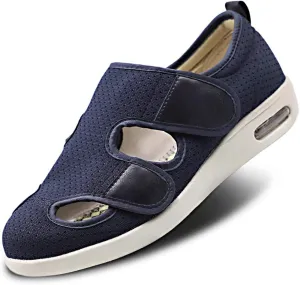 Women Diabetic Shoes, Adjustable Edema Comfy Sandal, Extra Wide Walking Memory Foam Slippers Closed Toe Easy On/Off for Elderly Swollen Bandaged Feet Indoor/Outdoor