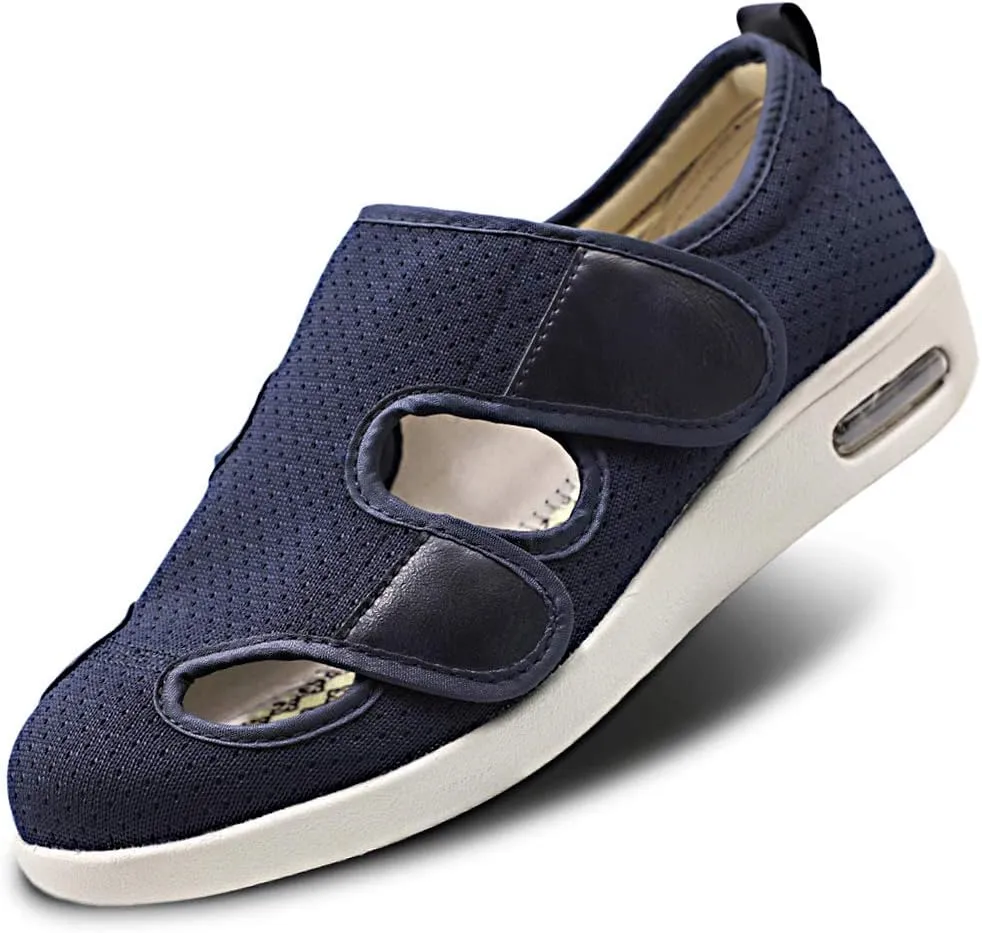 Women Diabetic Shoes, Adjustable Edema Comfy Sandal, Extra Wide Walking Memory Foam Slippers Closed Toe Easy On/Off for Elderly Swollen Bandaged Feet Indoor/Outdoor