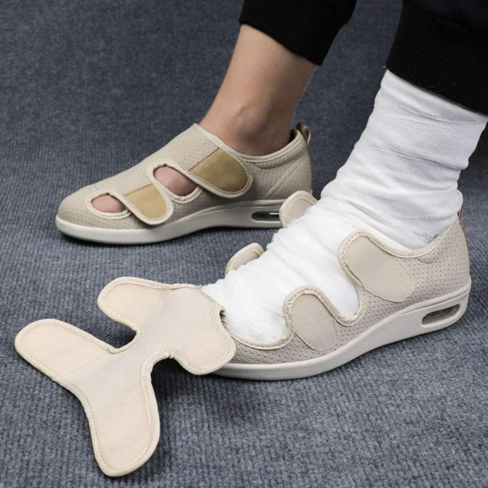 Women Diabetic Shoes, Adjustable Edema Comfy Sandal, Extra Wide Walking Memory Foam Slippers Closed Toe Easy On/Off for Elderly Swollen Bandaged Feet Indoor/Outdoor