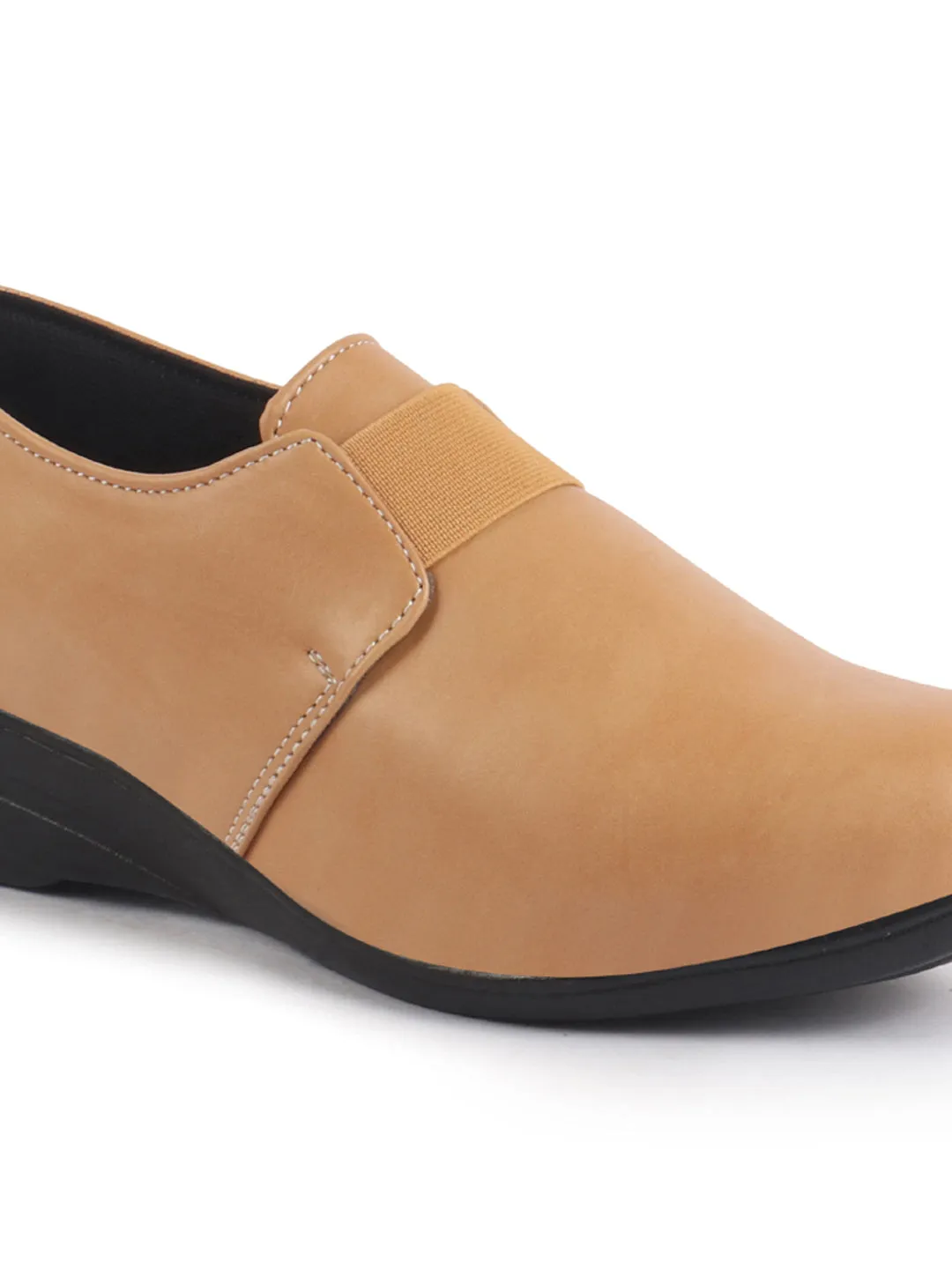 Women Elastic Strap Slip On Wedge Formal Shoes All Day Comfort Office Dress Shoes  Lightweight And Cushioned