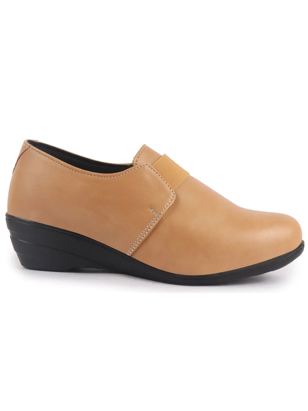 Women Elastic Strap Slip On Wedge Formal Shoes All Day Comfort Office Dress Shoes  Lightweight And Cushioned