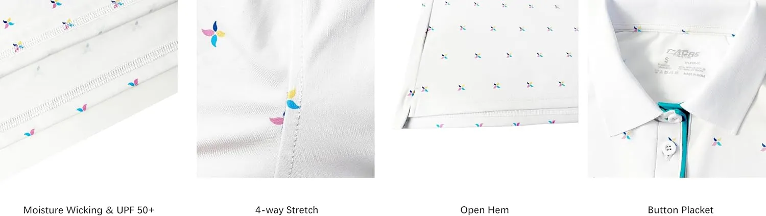 Women Print Golf Sport Polo Shirts Athletic Lightweight Quick Dry Slim Stretchable Tennis Short Sleeve Shirts
