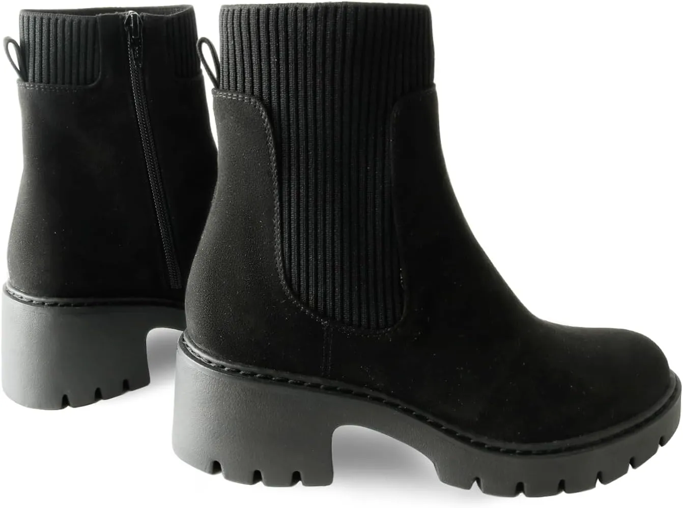 Women's Chelsea Boots Platform Elastic Zippers Chunky Heel Lug Sole Comfortable Slip On Booties for Women