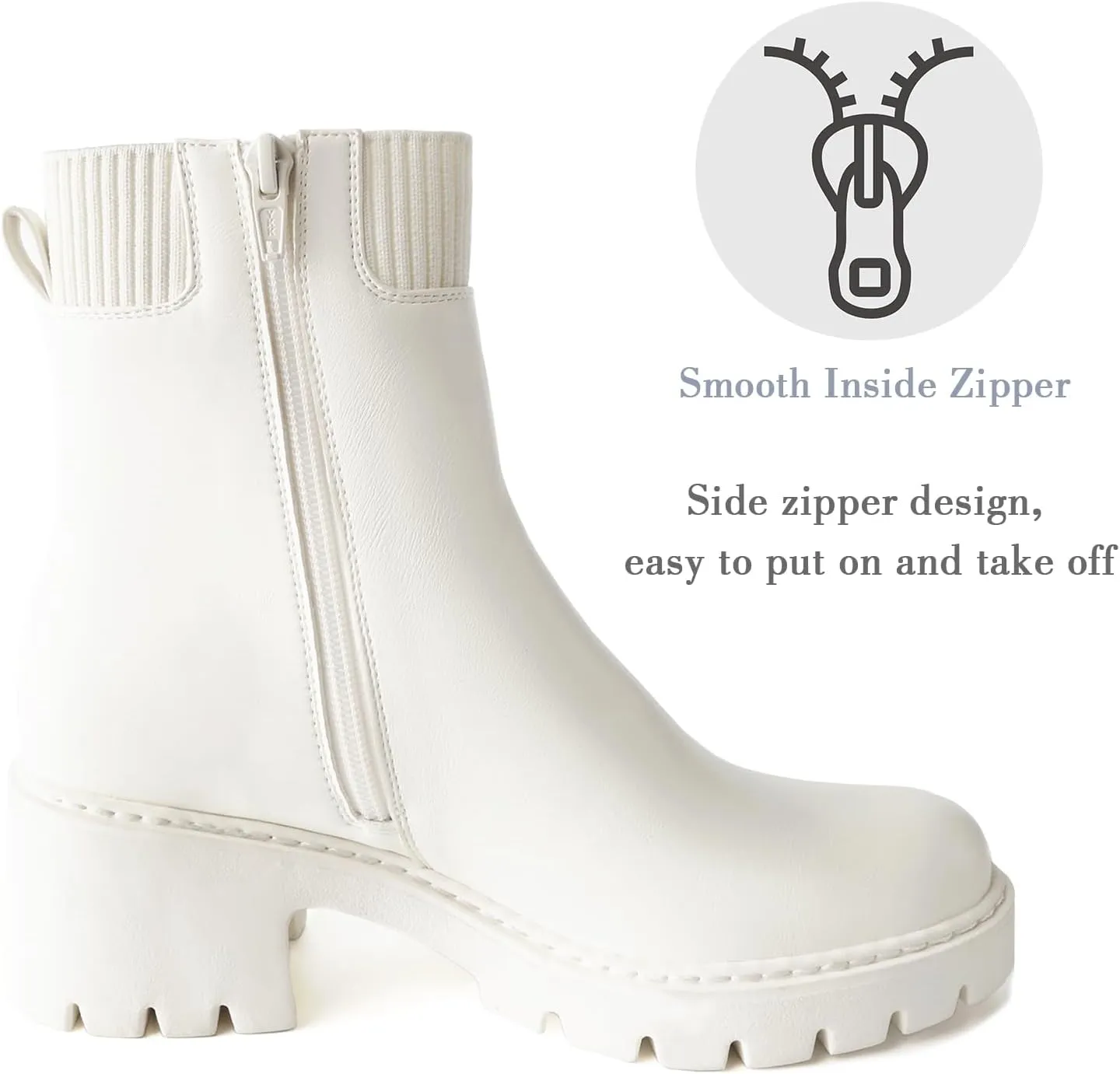 Women's Chelsea Boots Platform Elastic Zippers Chunky Heel Lug Sole Comfortable Slip On Booties for Women