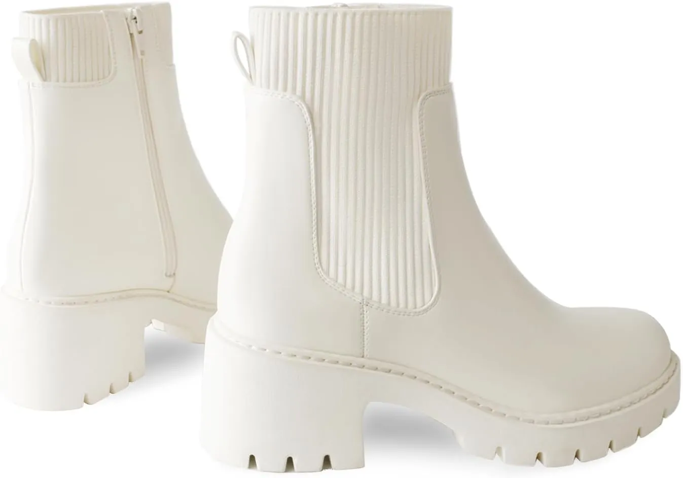 Women's Chelsea Boots Platform Elastic Zippers Chunky Heel Lug Sole Comfortable Slip On Booties for Women