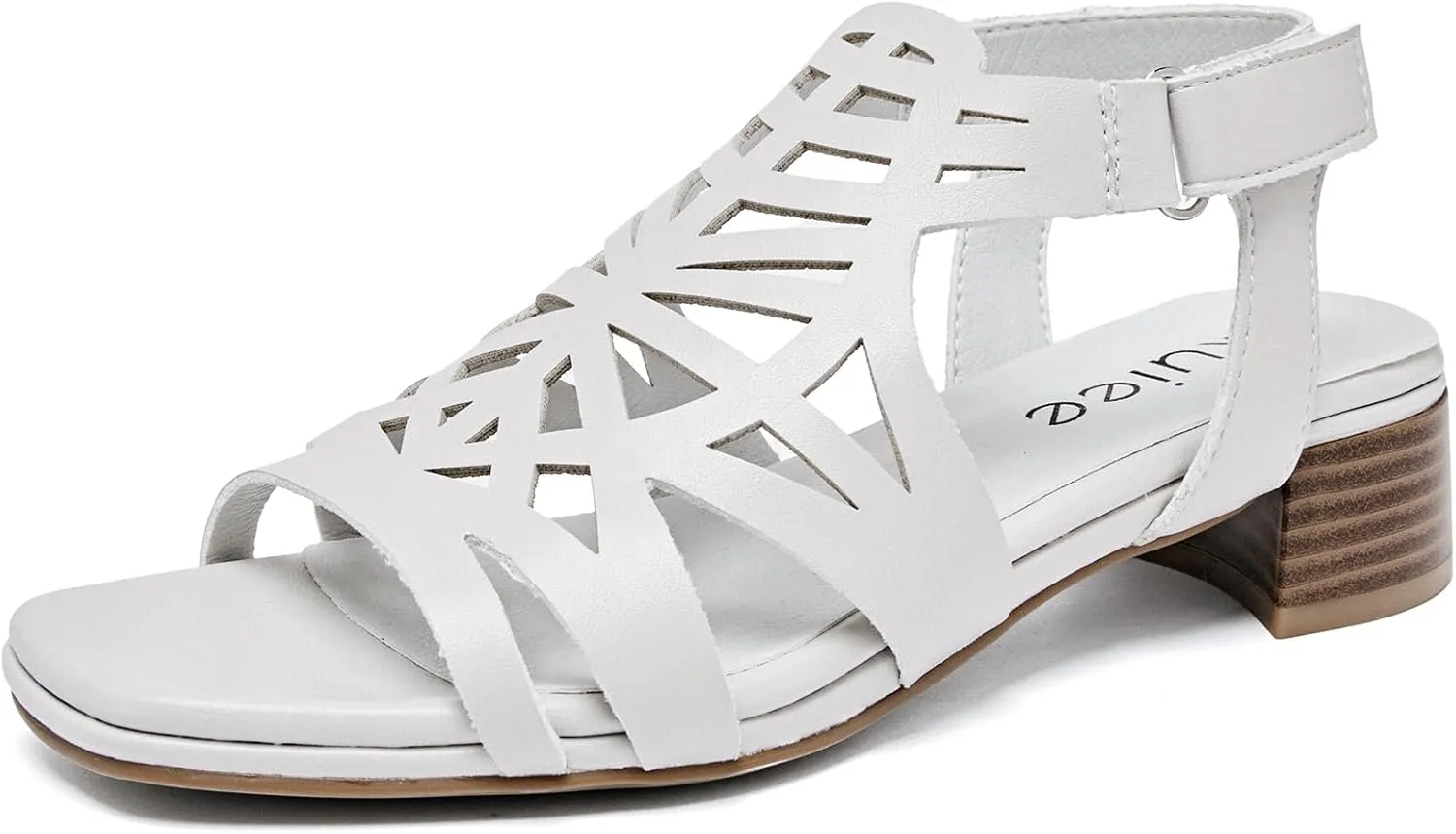 Women's Chunky Heeled Sandals - Block Low Heels Summer Ankle Strappy Square Open Toe Dressy Wedding Sandals for Women.