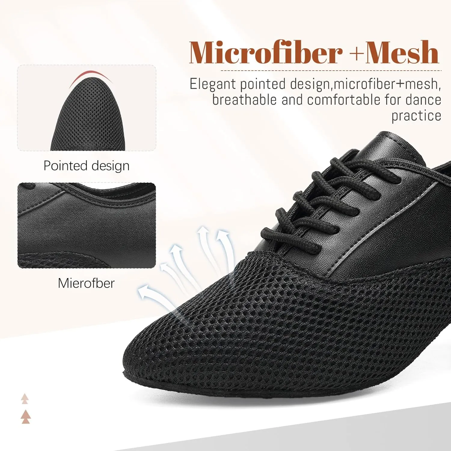 Women's Closed Toe Latin Dance Shoes Professional Salsa Modern Teaching Ballroom Practice Dance Shoes,Model RY-JTWX-Suede Sole-2" Heel