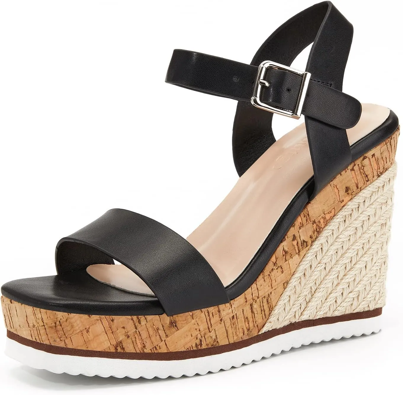 Women's Espadrille Wedge Platform Sandals Open Toe Ankle Buckle Strap Casual Summer Shoes