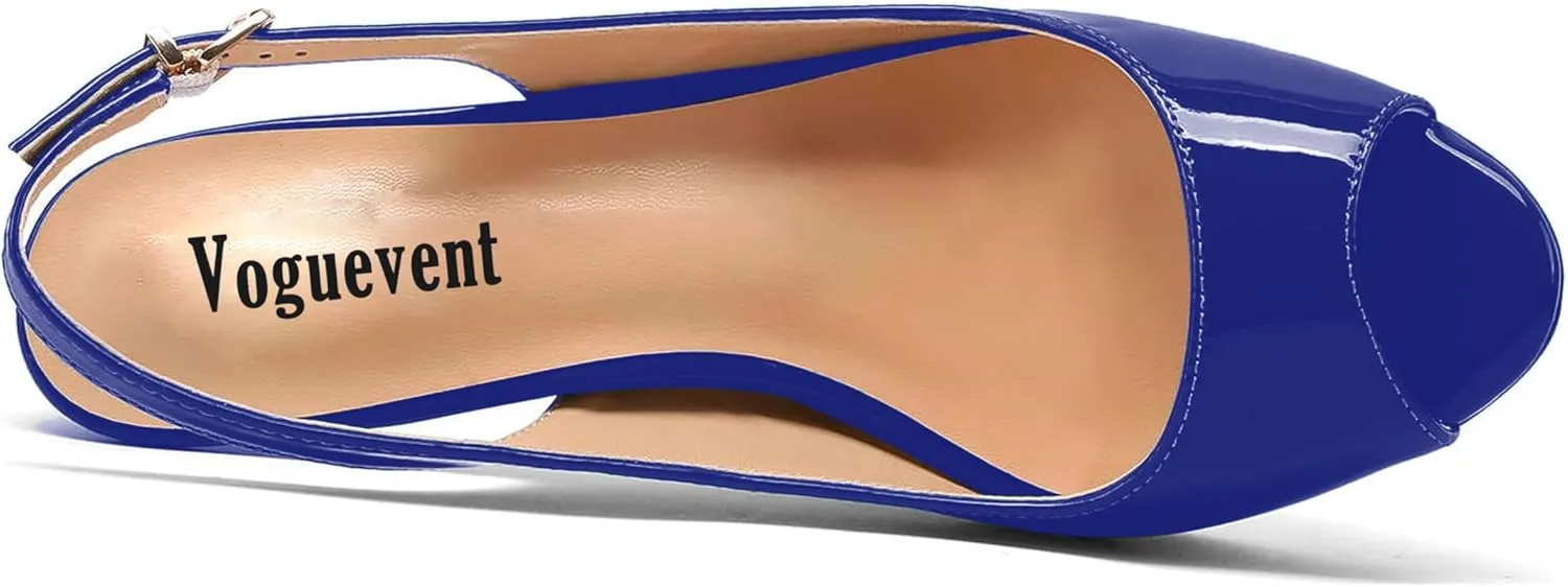 Women's High Heels Platform Peep Toe Pumps Stiletto Heel Slingback Party Dress Office Fashion Shoes Patent Leather Sandal Pumps