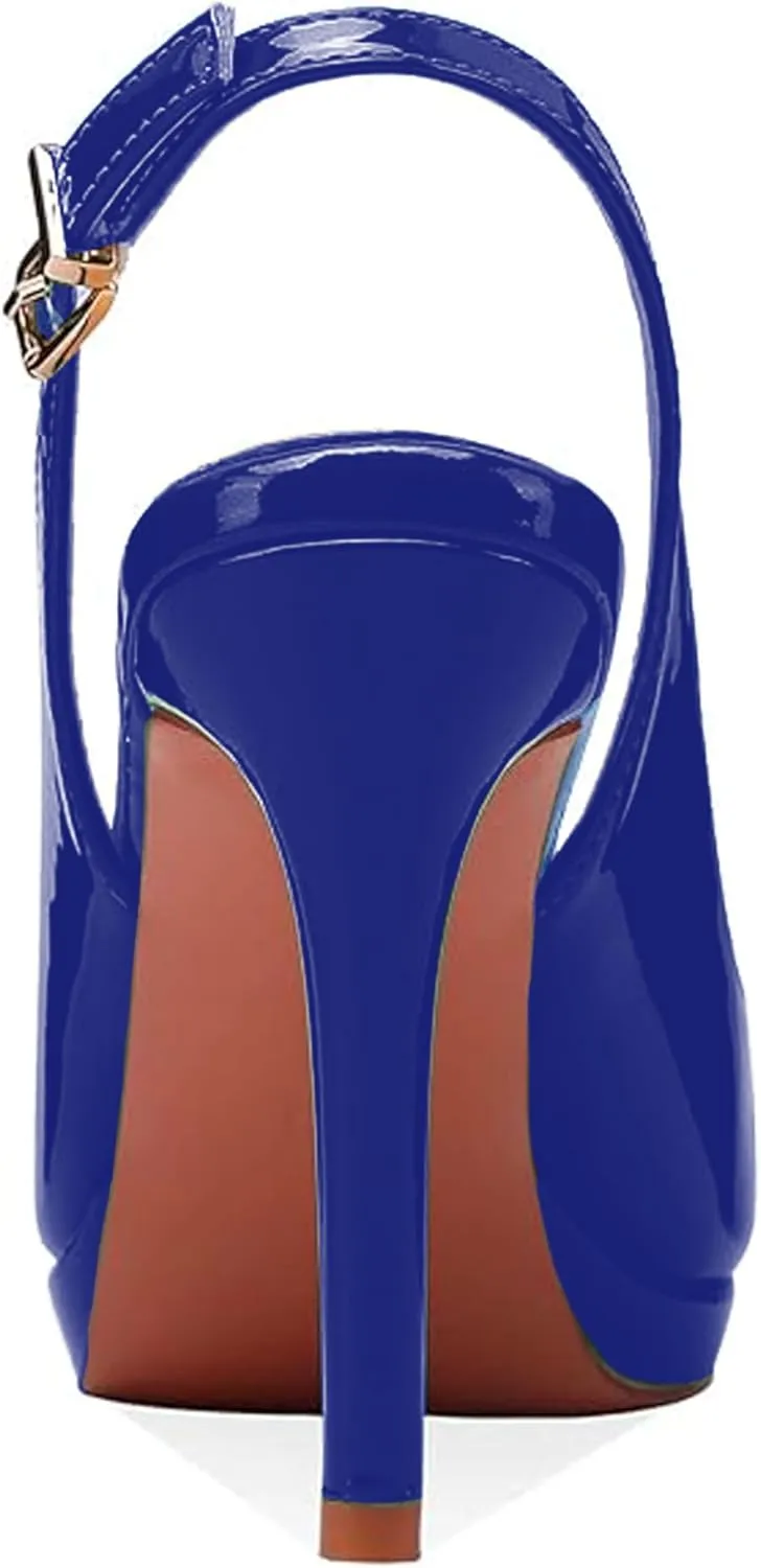 Women's High Heels Platform Peep Toe Pumps Stiletto Heel Slingback Party Dress Office Fashion Shoes Patent Leather Sandal Pumps