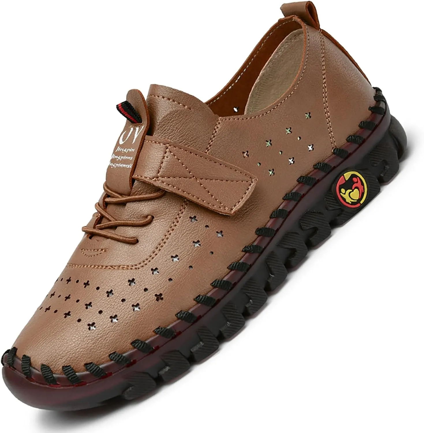 Women's Hollow Beef Tendon Soft Bottom Slip-on Flat Loafers,Fashion Hand Sewing Non-Slip Oxford Breathable Orthotic 4D Pain Relief Comfy Walk Casual Shoes
