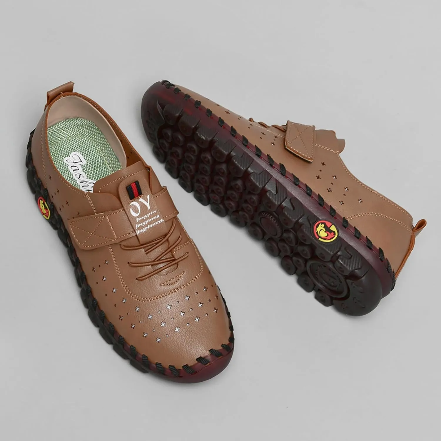 Women's Hollow Beef Tendon Soft Bottom Slip-on Flat Loafers,Fashion Hand Sewing Non-Slip Oxford Breathable Orthotic 4D Pain Relief Comfy Walk Casual Shoes