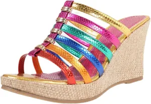 Women's Leather Weave Espadrille Wedge Sandals Fashion Strappy Comfortable Open Round Toe Slip On Platform Slides Summer Outdoor Beach Party Dress Slippers