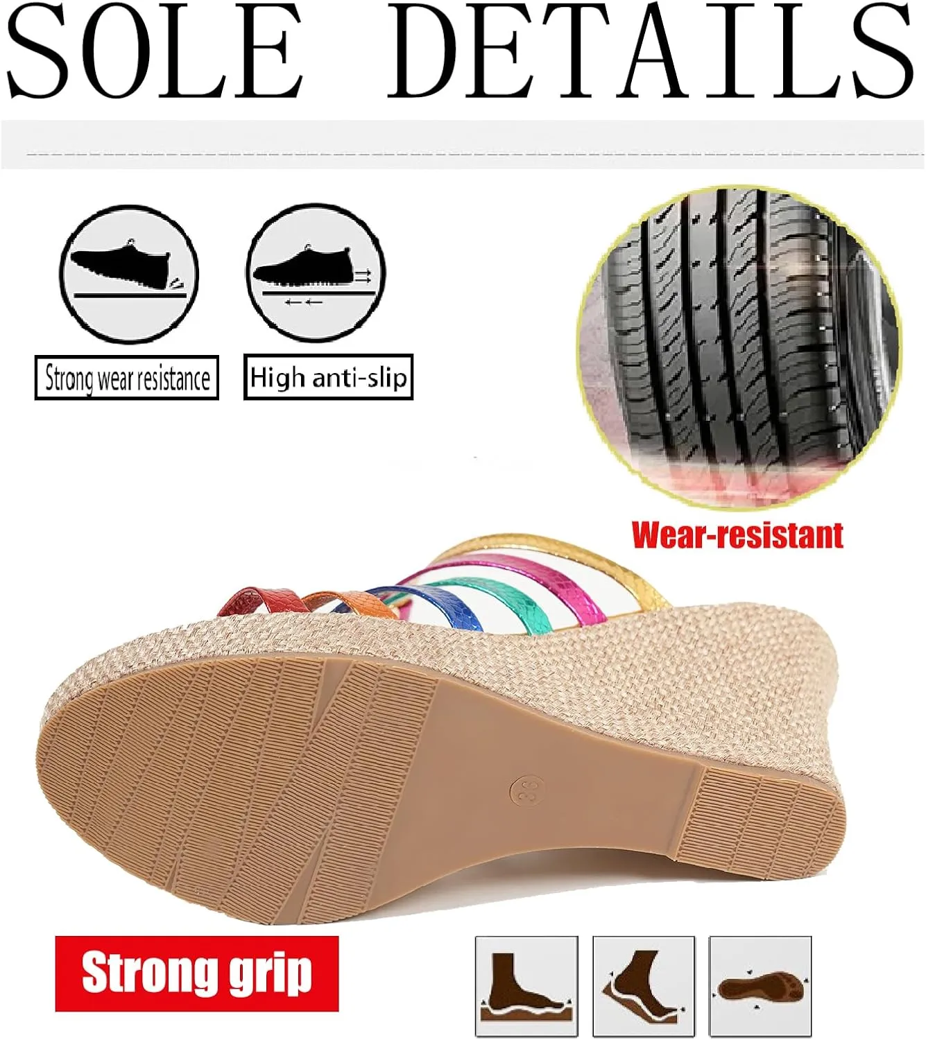 Women's Leather Weave Espadrille Wedge Sandals Fashion Strappy Comfortable Open Round Toe Slip On Platform Slides Summer Outdoor Beach Party Dress Slippers
