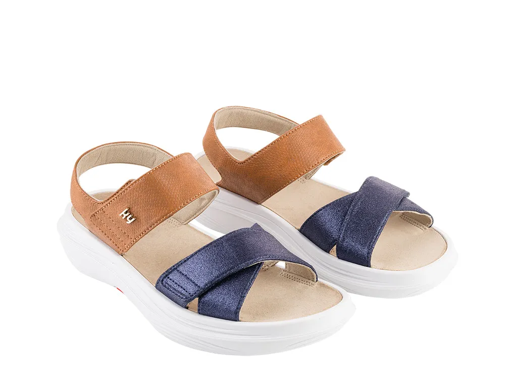 Womens Melano Blue-Brown Cushioned Sandals