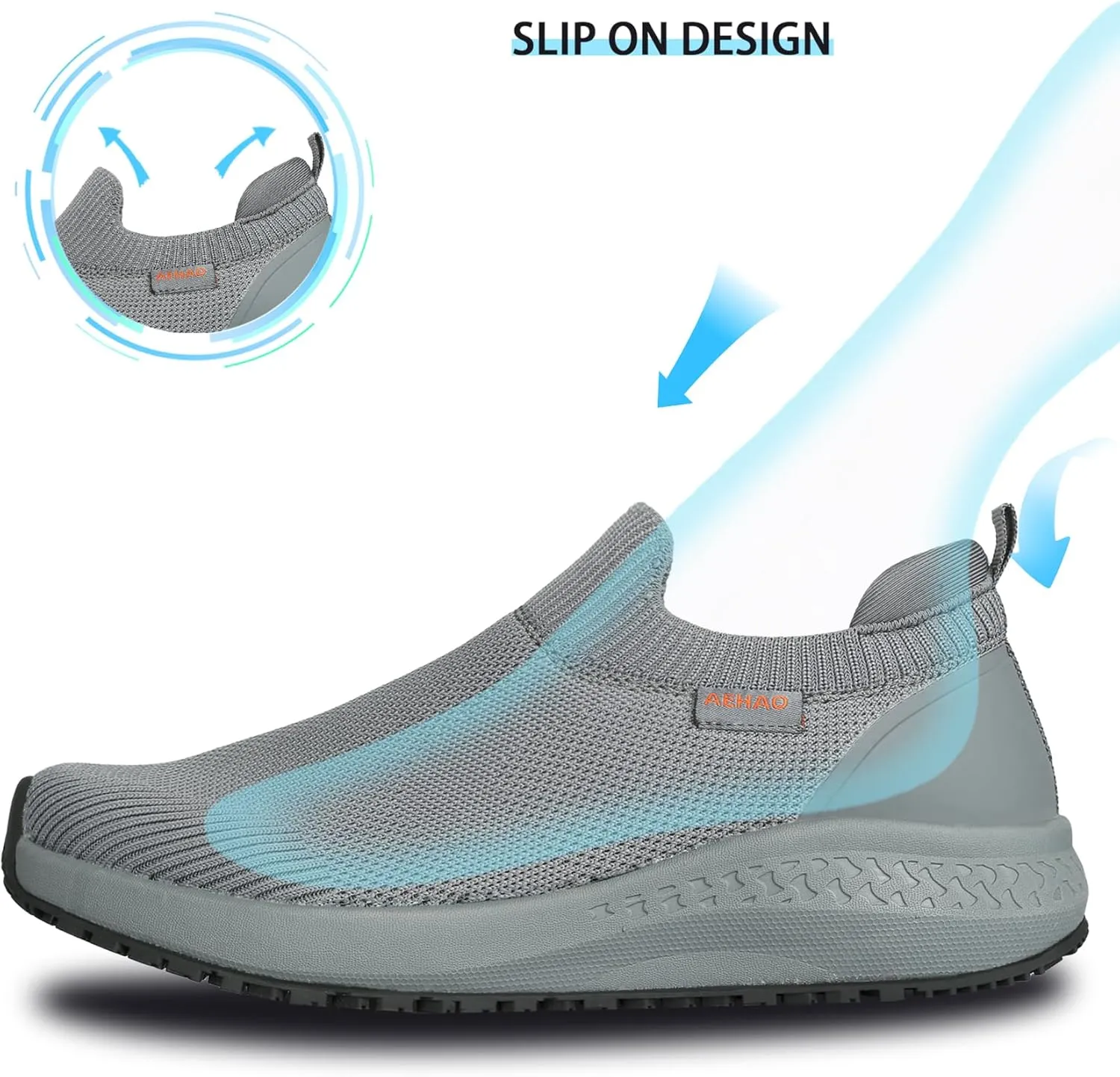 Women's Non Slip Work Shoes Food Service Waterproof Slip-Resistant Chef Shoe for Kitchen Restaurant Hospital Staff Lightweight Walking Sneakers with Easy-Clean Slip-On Design