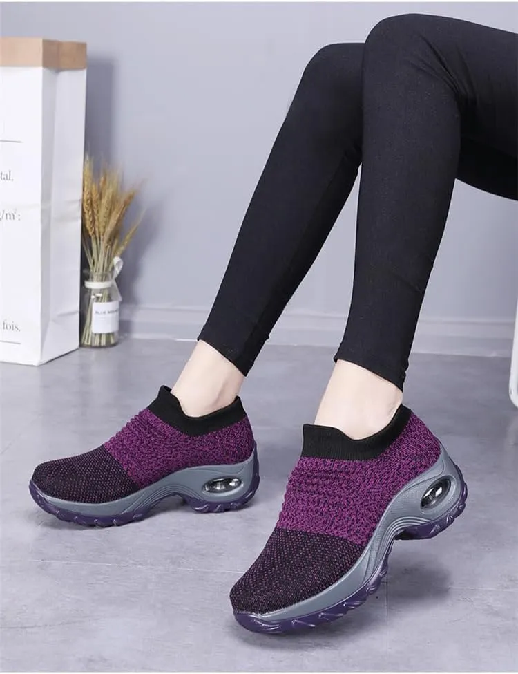 Women's Walking Shoes Sock Sneakers - Mesh Slip On Air Cushion Lady Girls Modern Jazz Dance Easy Shoes Platform Loafers