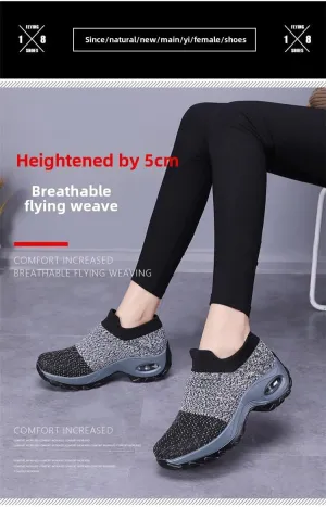 Women's Walking Shoes Sock Sneakers - Mesh Slip On Air Cushion Lady Girls Modern Jazz Dance Easy Shoes Platform Loafers