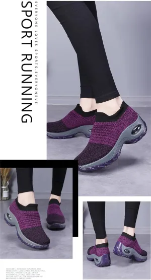 Women's Walking Shoes Sock Sneakers - Mesh Slip On Air Cushion Lady Girls Modern Jazz Dance Easy Shoes Platform Loafers
