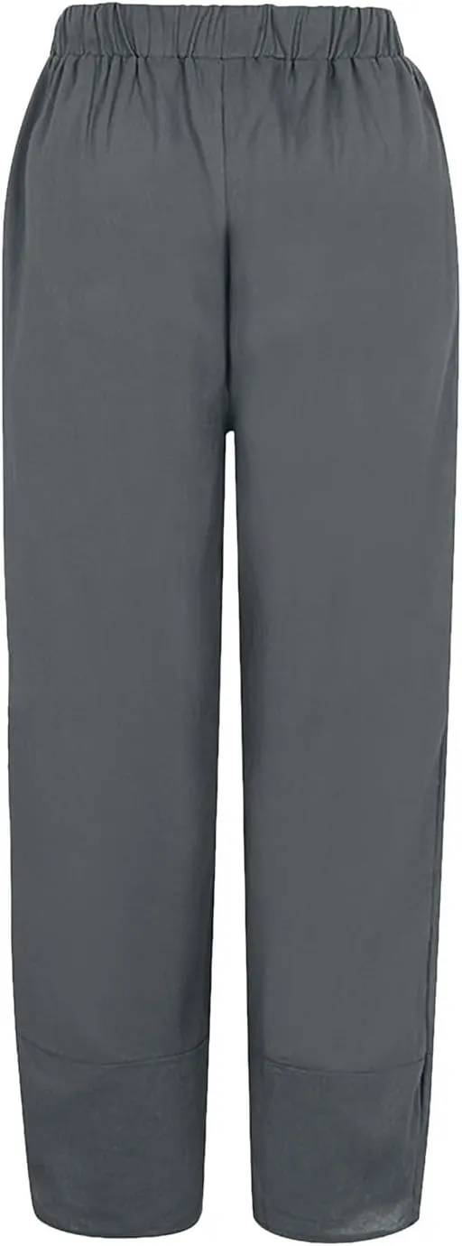 Women's Wide Leg Linen Pants 2025 Summer Elastic High Waisted Palazzo Pants Yoga Flowy Trousers with Pockets