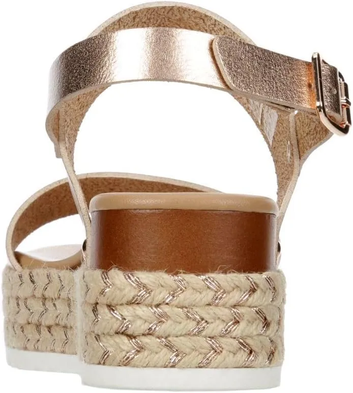 XAPPEAL Amelia - Women's Open Toe Ankle Buckle Strap Casual Platform Espadrille Sandals